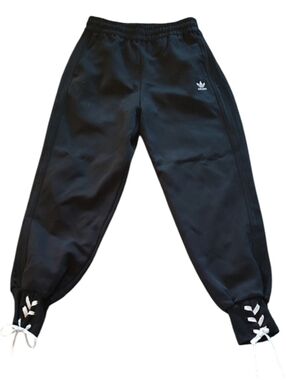 Adidas Womens Black Sweatpants with White Laces (#B1018)